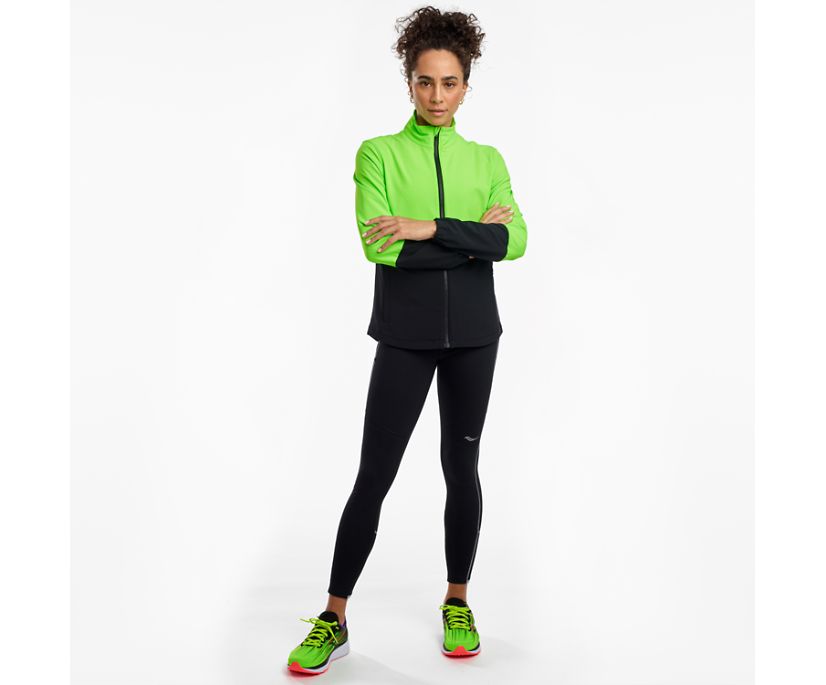 Saucony Bluster Women's Jackets Green / Black | Canada 268ILHS